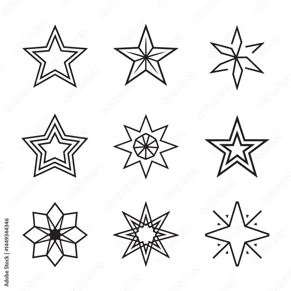 Star vector icons. Stars collection. Star icon. Stars in modern simple flat style. Black stars, vector illustration Star vector icons. Stars collection. Star icon. Stars in modern simple flat style. Black stars, vector illustration