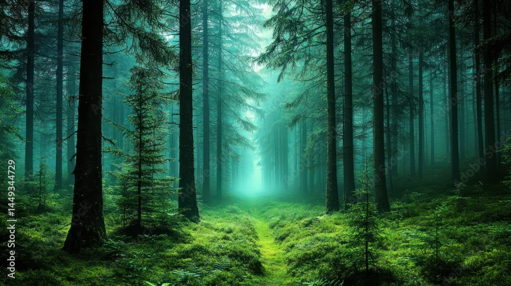 Naklejka premium Misty forest path
