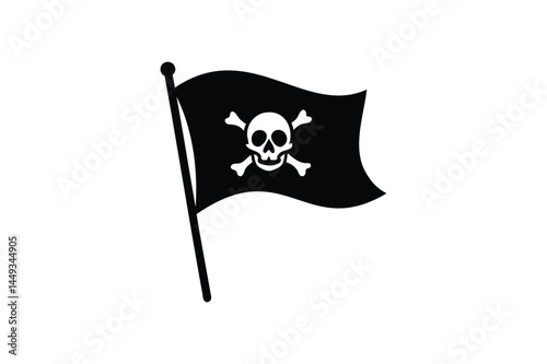A Pirate flag silhouette vector on a white background