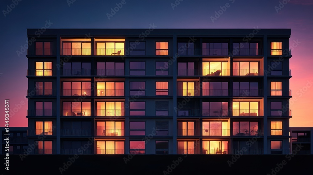Modern apartment building at twilight (1) Modern apartment building at twilight (1)