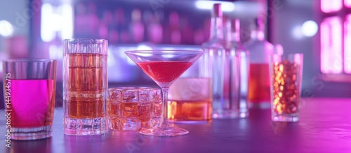 Colorful Cocktails on a Bar Counter photo