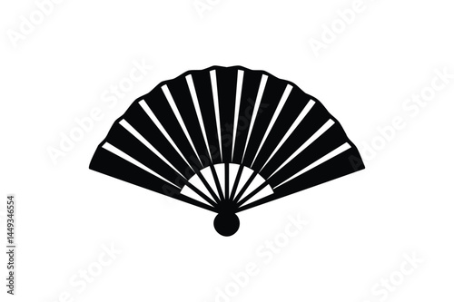 Chinese folding fixed fan silhouette