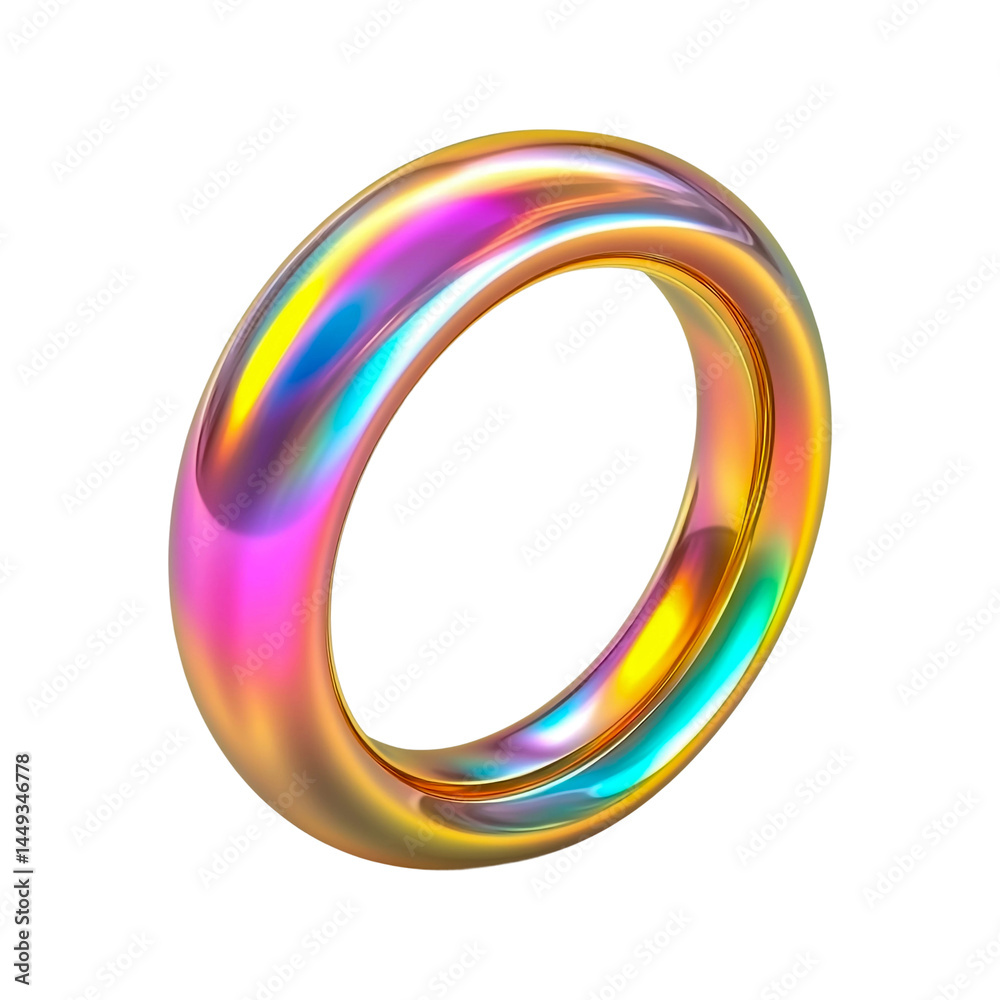 Iridescent ring jewelry fashion accessory holographic style design art isolated on a transparent background. Iridescent ring jewelry fashion accessory holographic style design art isolated on a transparent background.