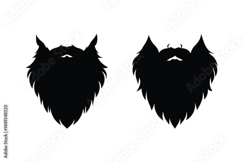 Large full beard silhouette vector on a white background