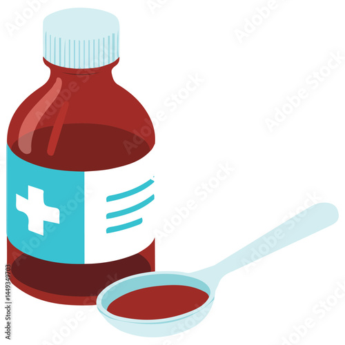 Brown cough syrup bottle vector art isolated on white background