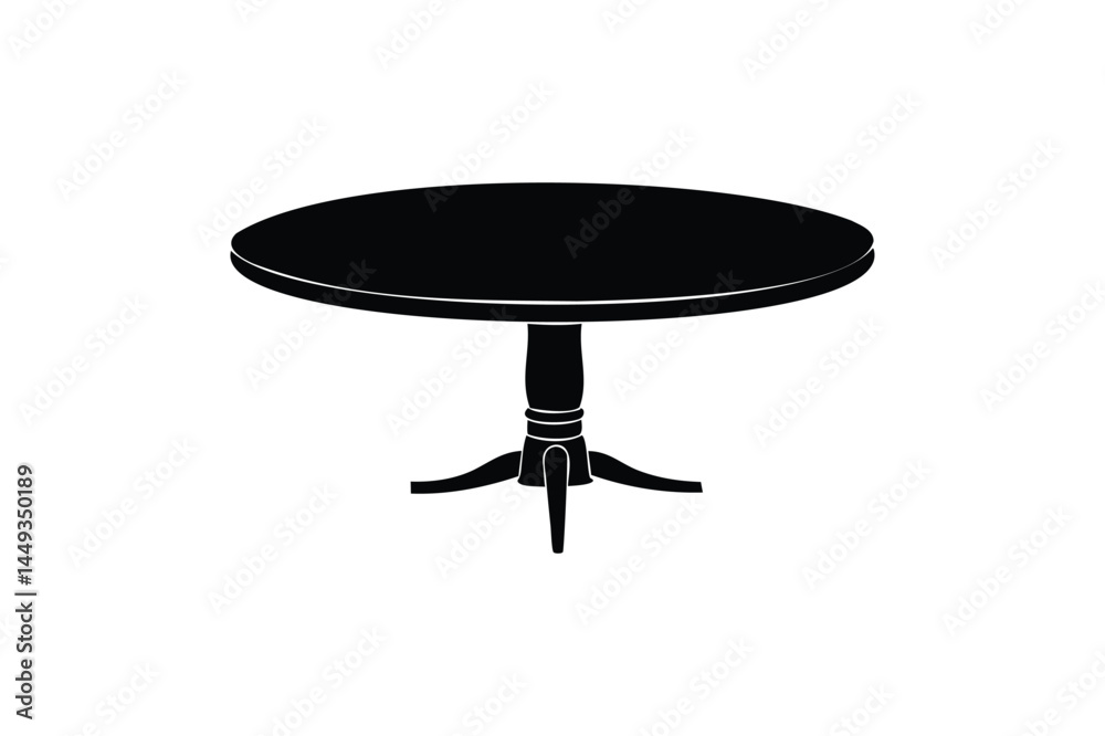 Round dinner table silhouette vector on a white background Round dinner table silhouette vector on a white background