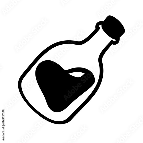 heart in a bottle silhouette on transparent background for web and graphic design