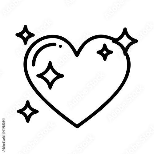 heart with sparkle emotional well being on transparent background for web and graphic design