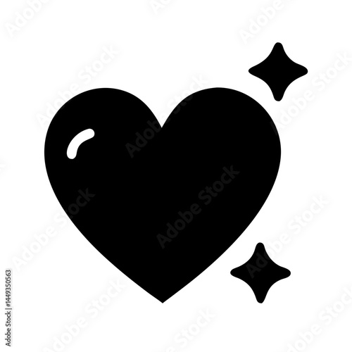 heart with sparkle emotional well being silhouette on transparent background for web and graphic design