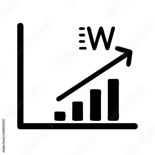 increasing weight graph silhouette on transparent background for web and graphic design