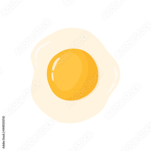 Fried egg food art icon cute cartoon vector illustration