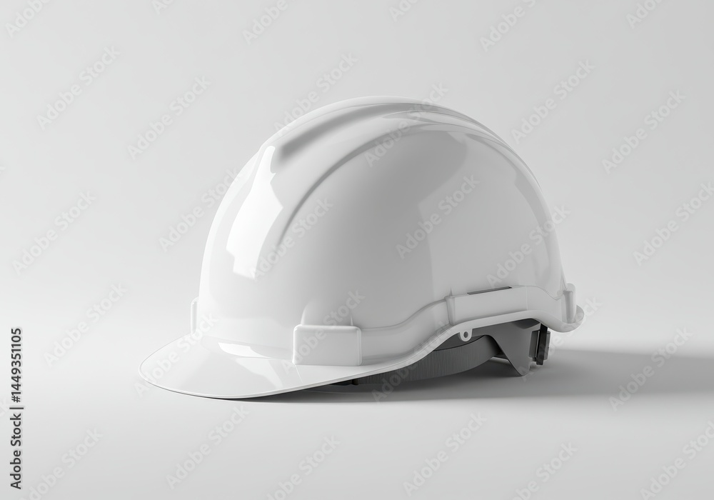 Fototapeta premium White Hard Hat Safety Equipment Construction Worker Protection Site Head Gear Risk Labor Guard