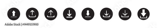 Download and upload icon. Files download and upload icons symbol in line and flat style on white background.Software download icon . Web icon set . Icons collection. Vector illustration eps 10.