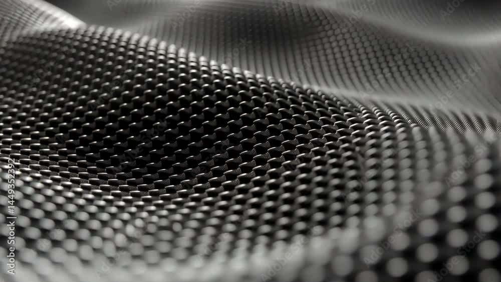Close up of sleek black textured surface featuring modern pattern of hexagonal shapes, creating dynamic design that evokes depth and sophistication.