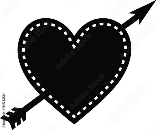 Heart with arrow icon vector, Valentine heart and arrow silhouette vector