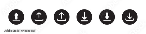 Download and upload icon. Files download and upload icons symbol in line and flat style on white background.Software download icon . Web icon set . Icons collection. Vector illustration eps 10.