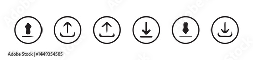 Download and upload icon. Files download and upload icons symbol in line and flat style on white background.Software download icon . Web icon set . Icons collection. Vector illustration eps 10.