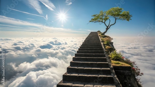 Stairs to heaven clouds sky landscape travel destination view