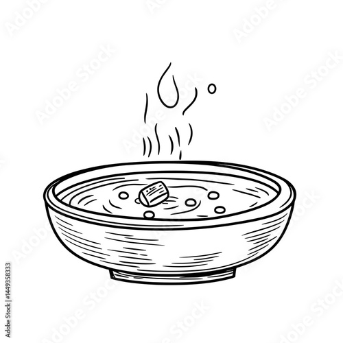 Soap Dish with Soapy Water and Steam Rising  