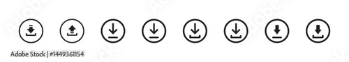 Download and upload icon. Files download and upload icons symbol in line and flat style on white background.Software download icon . Web icon set . Icons collection. Vector illustration eps 10.