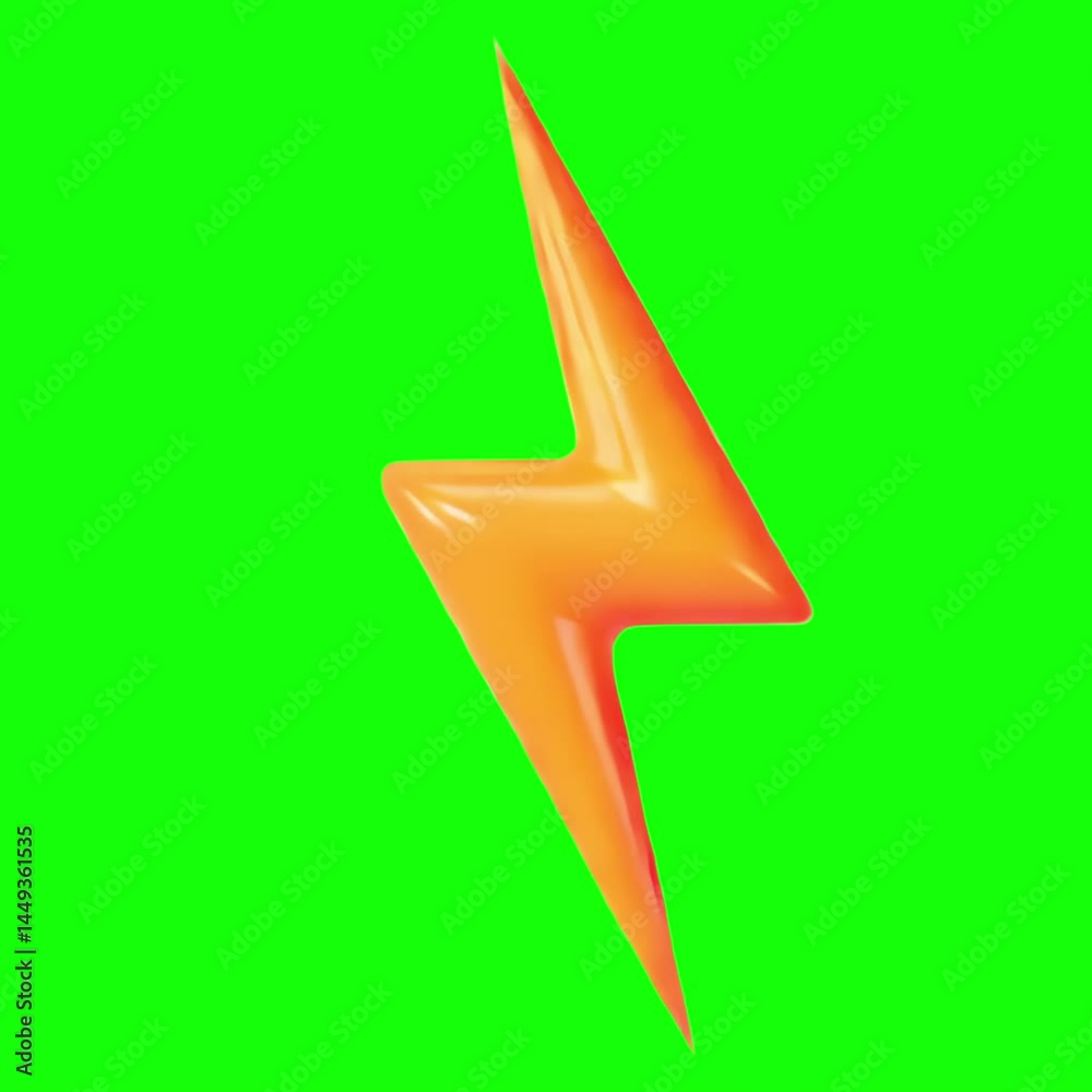 Lightning icon animation, transparent 4K video, green screen