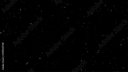 Chaotic white bokeh on a black background, light spots texture, abstraction, falling snow, starry sky, bright glare of light texture