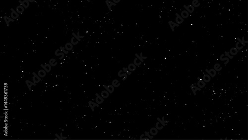 Chaotic white bokeh on a black background, light spots texture, abstraction, falling snow, starry sky, bright glare of light texture