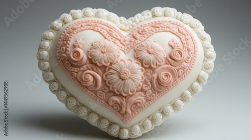 Ornate heart-shaped decorative object with delicate floral designs.