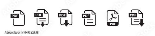 Pdf file download icon. PDF file download symbols. Format for texts, images, vector images, videos, interactive forms. vector illustration eps 10.