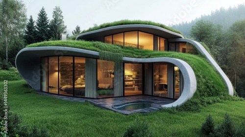 Modern, eco-friendly house nestled in nature