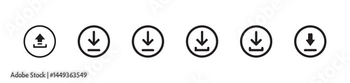 Download and upload icon. Files download and upload icons symbol in line and flat style on white background.Software download icon . Web icon set . Icons collection. Vector illustration eps 10.