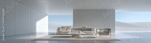 Bright and airy living room with white walls, natural light, and minimalist furniture - minimalist streaming in design interior modern