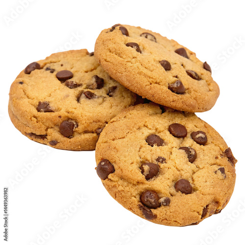 chocolate chip cookies isolated on white