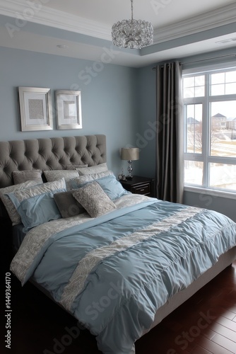 Obraz na płótnie Transitional bedroom with a mix of modern and traditional elements, calming palette - traditional inviting refined harmonious w salonie