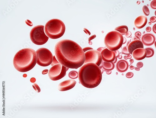 3d illustration of human red blood cells isolated on white background, concept for medical health care.