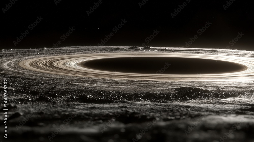 A simulated view of a planetary ring system.