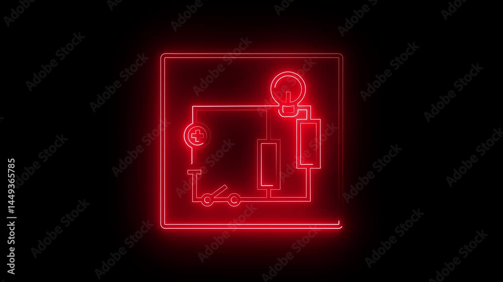 Glowing Neon Circuit Lines on Black Background — Futuristic Digital Technology Animation Featuring Electric Pathways, Glitch Effects, and Cyberpunk Style for Tech Interfaces, HUD Elements, and Motion.