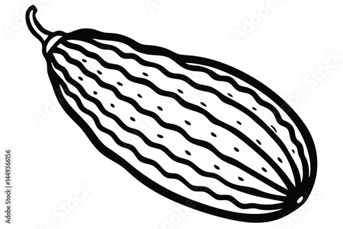 Bitter Melon Vegetable Vector Illustration on White Background

