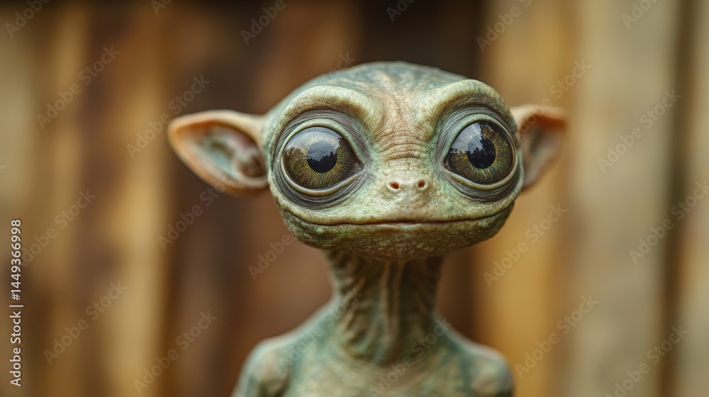 Close-up portrait of a whimsical, small creature.