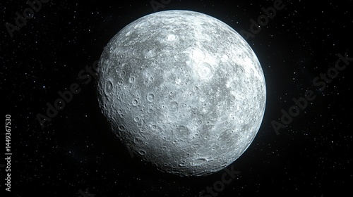 Obraz na płótnie Detailed illustration of a gray moon in the night sky. w salonie