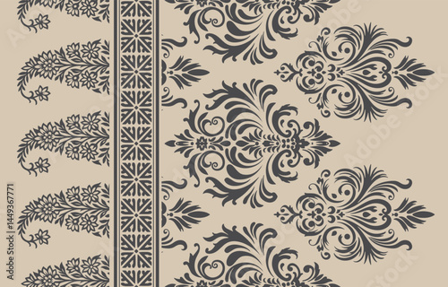 Ethnic Motifs Ikat floral paisley embroidery floral. ikat Saree Sarong oriental pattern traditional.Ikat embroidery style abstract embroidery design for texture,fabric,clothing,wrapping,decoration