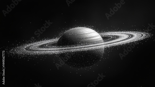 Obraz na płótnie Monochromatic illustration of a ringed planet in space. w salonie