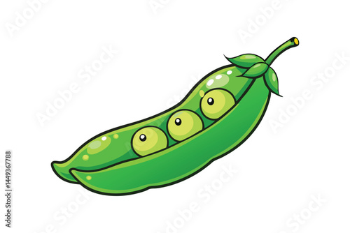 Chickpeas Green Vegetable Vector Illustration on White Background