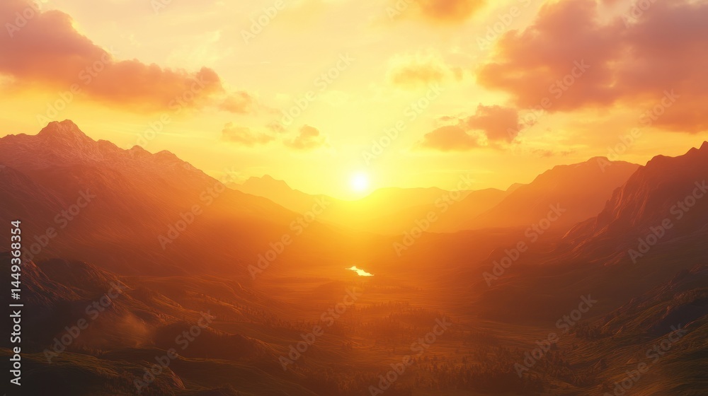 Fototapeta premium Majestic Sunset over the Golden Mountains
