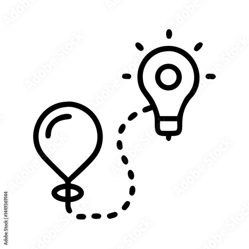 lightbulb with path idea journey on transparent background for web and graphic design