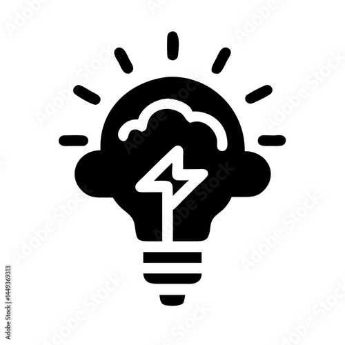lightbulb with thundercloud stress or intense idea on transparent background for web and graphic design