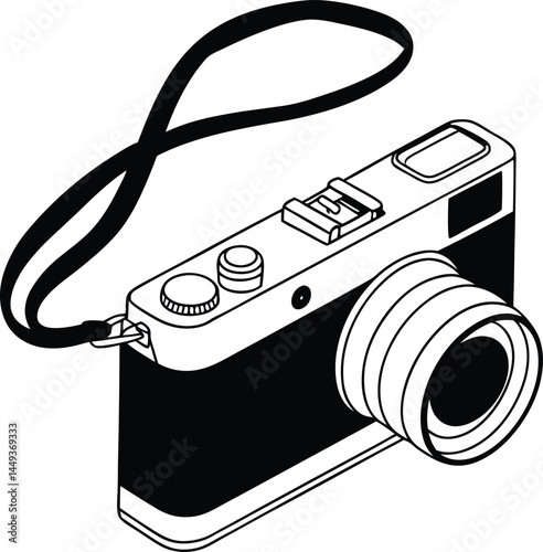 old photo camera with flash