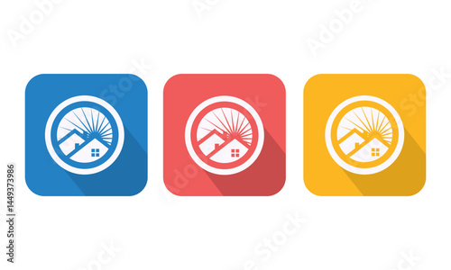 Home and Property Logo Variants – Flat Real Estate Symbols