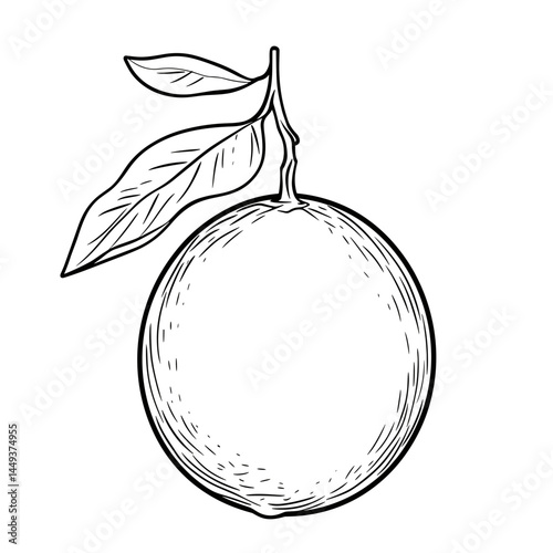 Outline of a fruit with leaves  