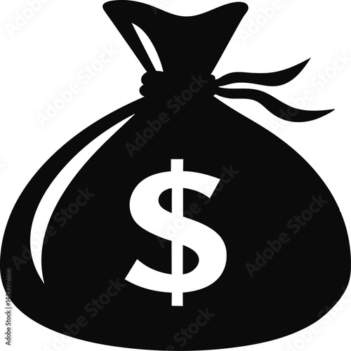 A money bag icon with a dollar symbol represents business finance and wealth